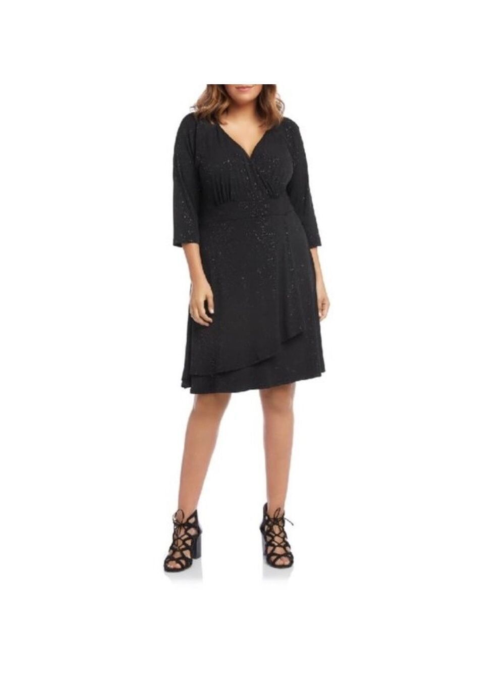 Plus Size Karen Kane Sparkle Knit Faux Wrap Dress